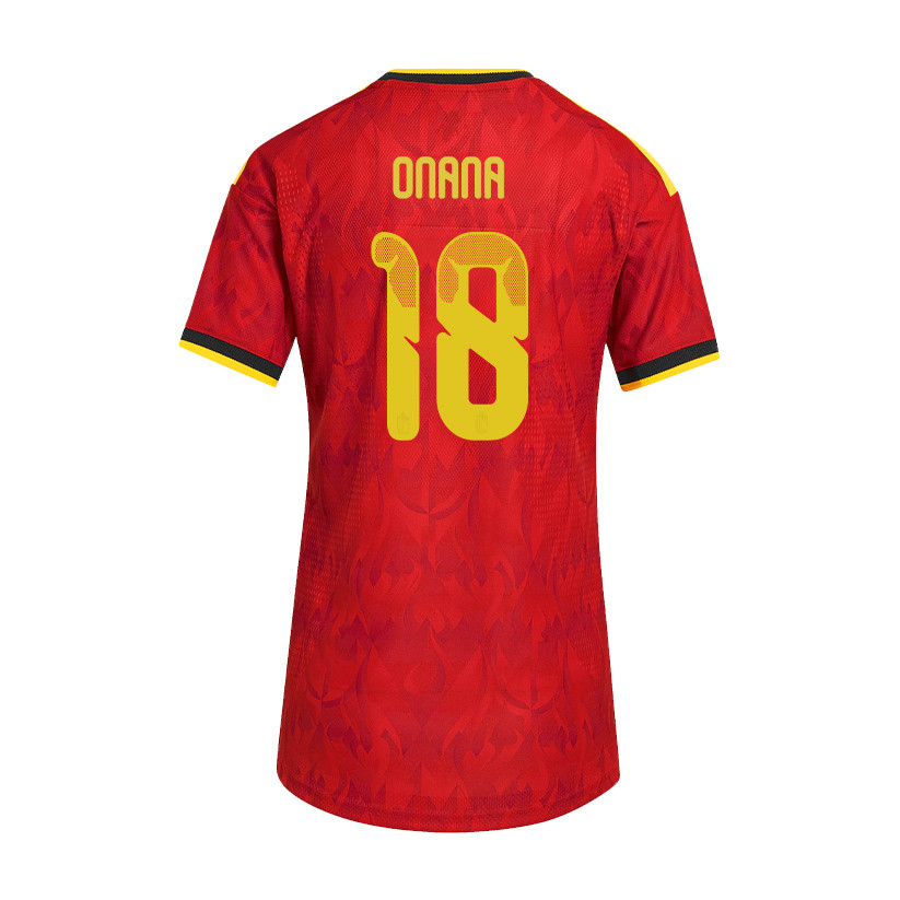 Amadou Onana 18 Women's Belgium National Team 2026 Home Jersey - Red - Jersey Teams