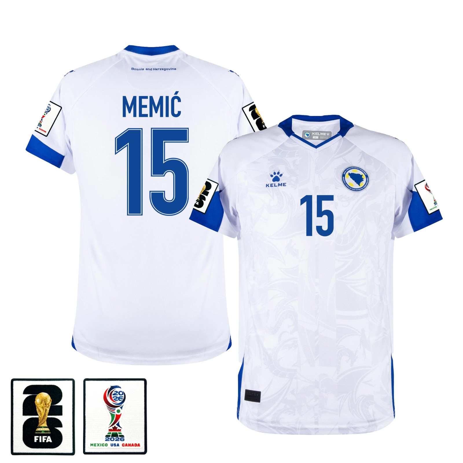 Amar Memić 15 Bosnia and Herzegovina 2026 Away Jersey – White, Men – Jersey Teams