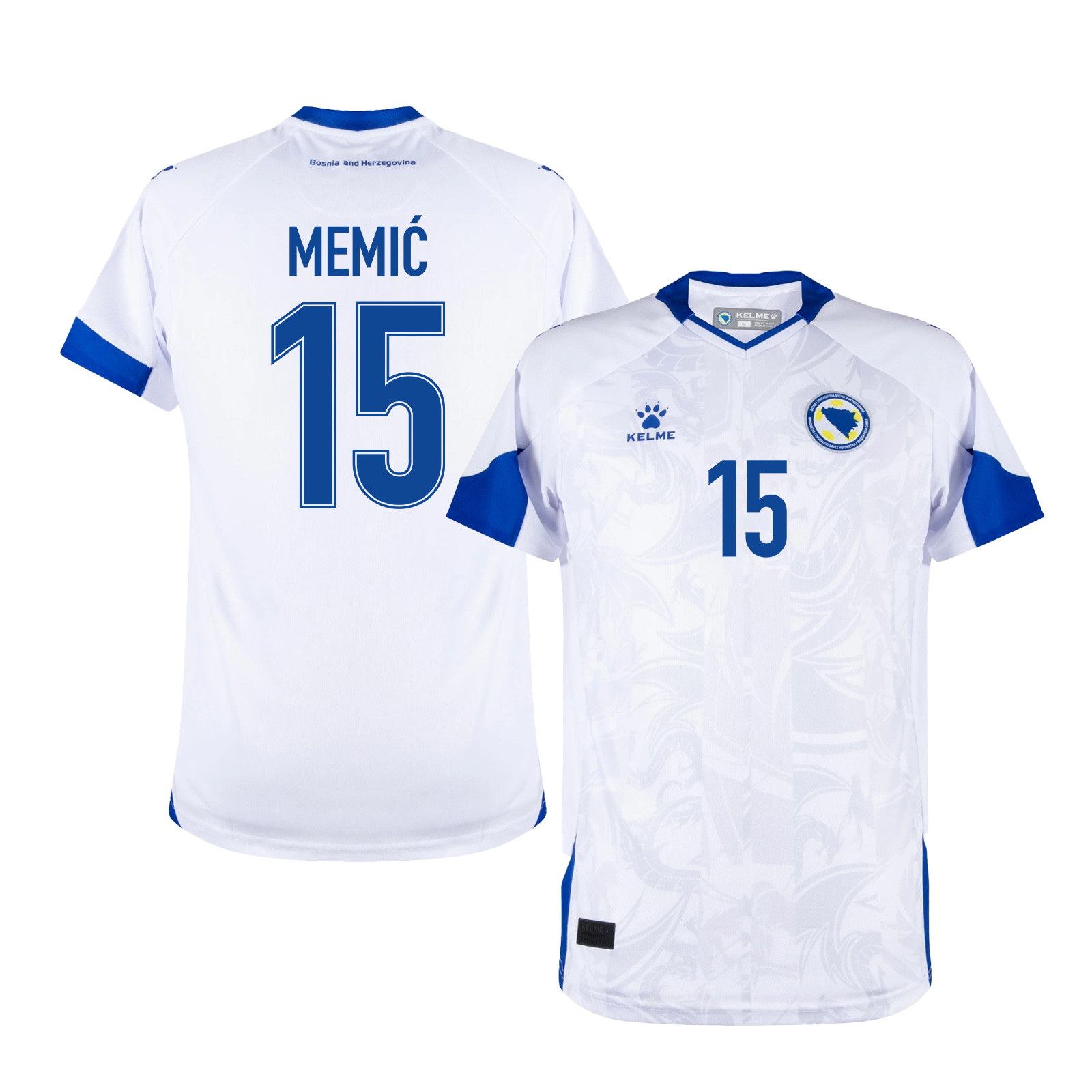 Amar Memić 15 Bosnia and Herzegovina 2026 Away Jersey - White, Men - Jersey Teams