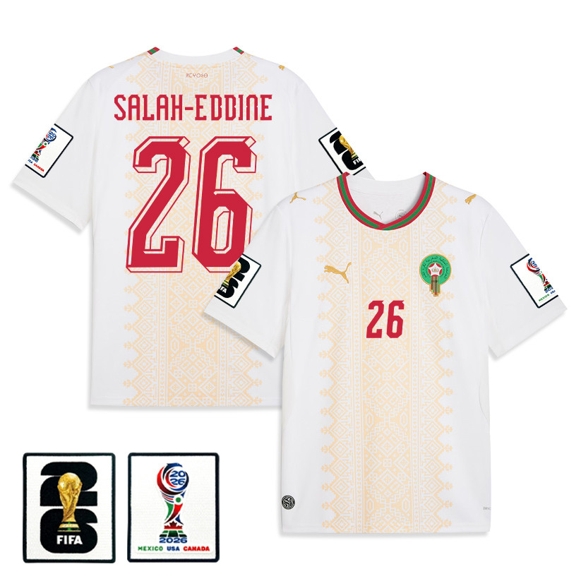 Anass Salah-Eddine 26 Morocco National Team 2026 Away Jersey - White, Men - Jersey Teams