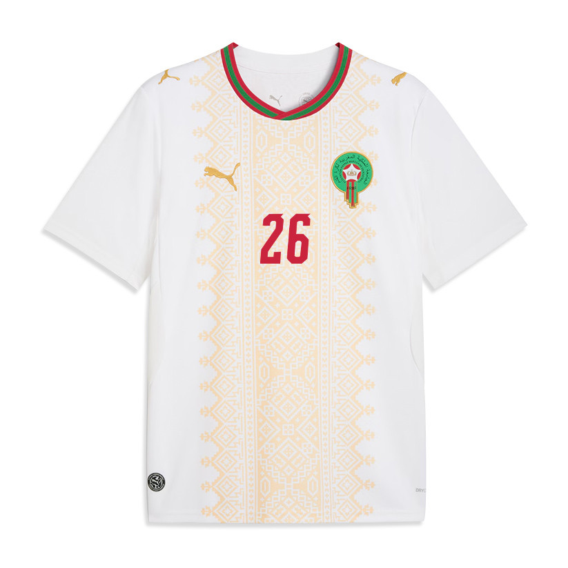 Anass Salah-Eddine 26 Morocco National Team 2026 Away Jersey - White, Men - Jersey Teams