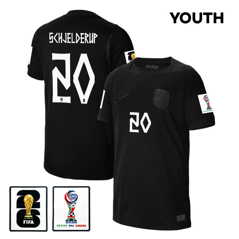 Andreas Schjelderup 20 Youth Norway National Team 2026 Away Jersey - Black - Jersey Teams