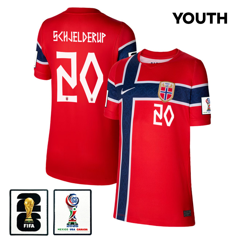 Andreas Schjelderup 20 Youth Norway National Team 2026 Home Jersey - Red - Jersey Teams
