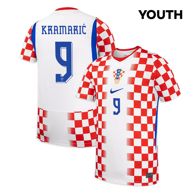 Andrej Kramarić 9 Youth Croatia National Team 2026 Home Jersey - White/ Red - Jersey Teams