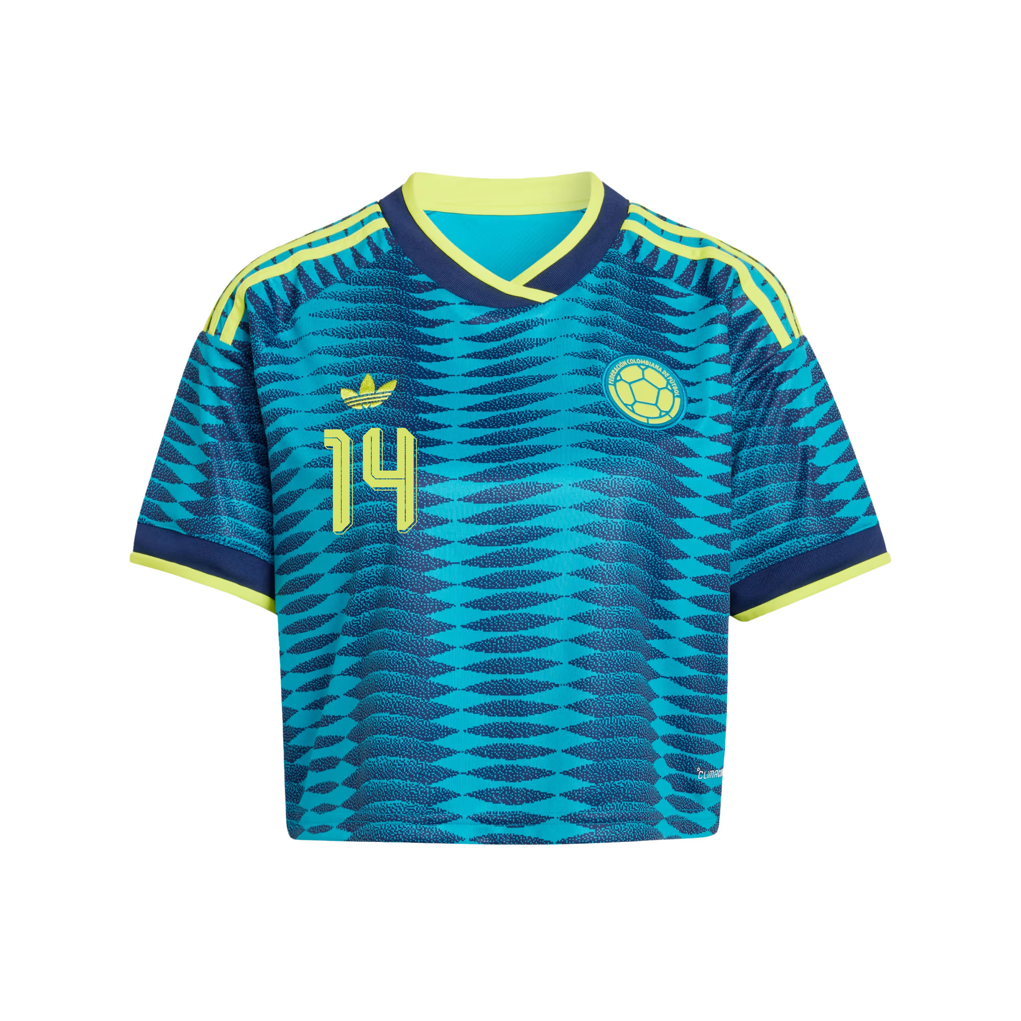 Andres Gomez 14 Colombia 2026 Away Women’s Cropped Jersey - Turquoise - Jersey Teams