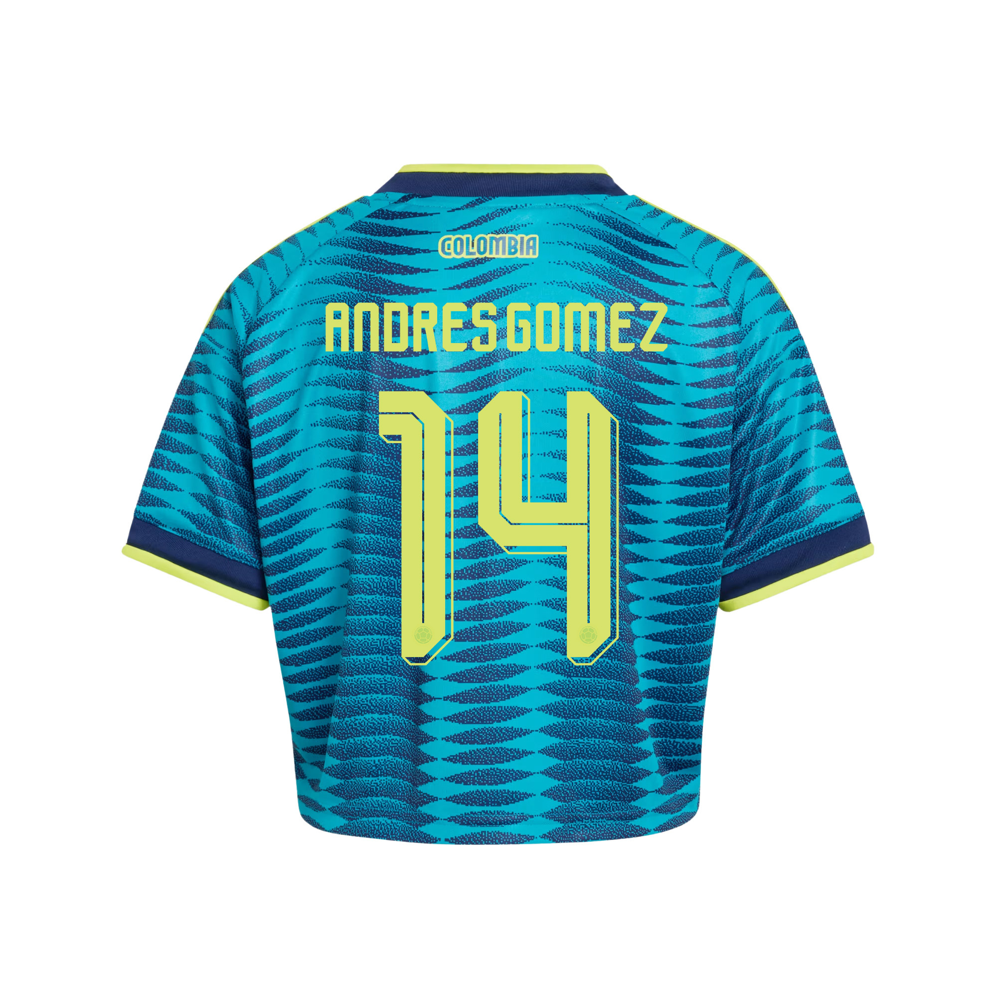 Andres Gomez 14 Colombia 2026 Away Women’s Cropped Jersey - Turquoise - Jersey Teams