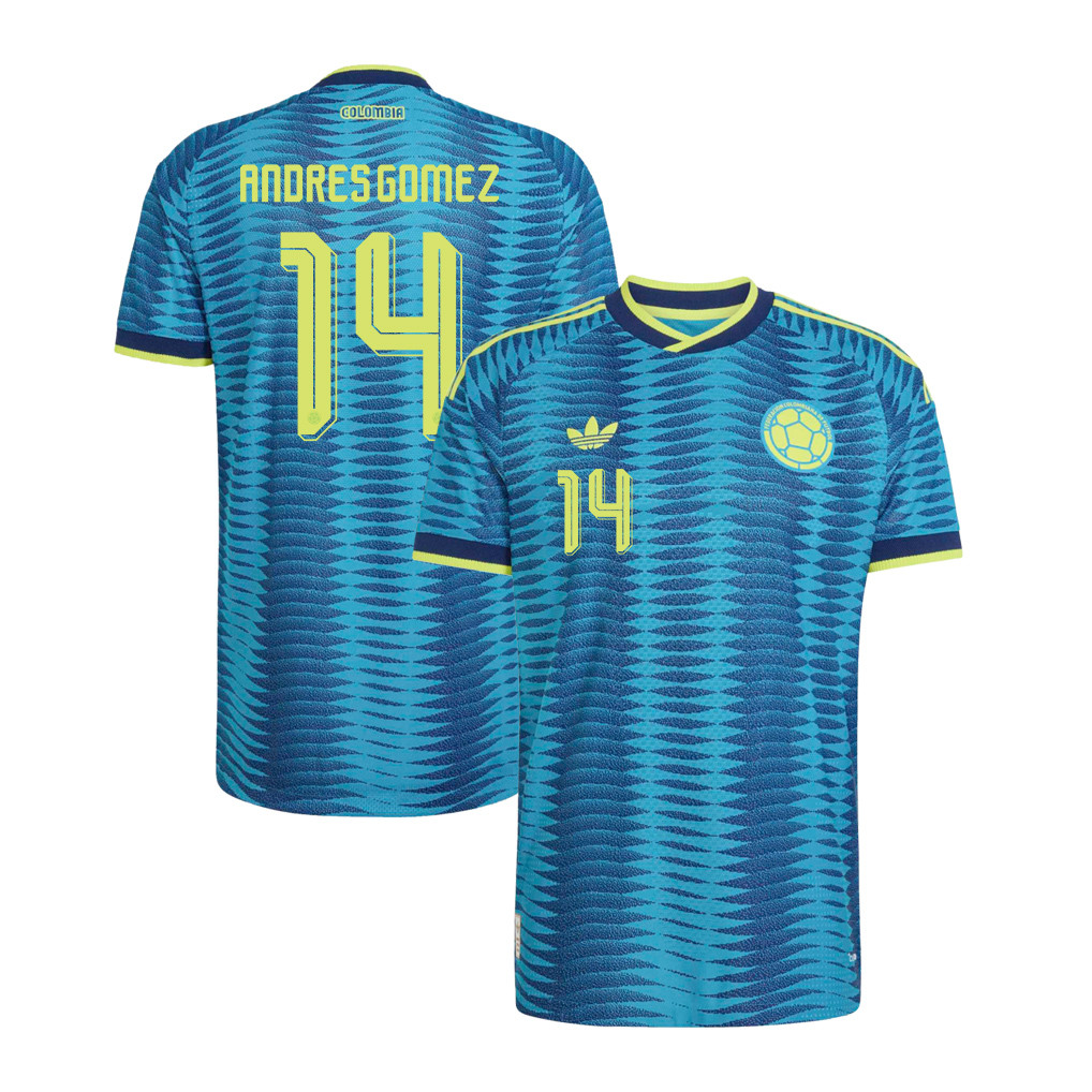 Andres Gomez 14 Colombia National Team 2026 Away Jersey - Turquoise, Men - Jersey Teams
