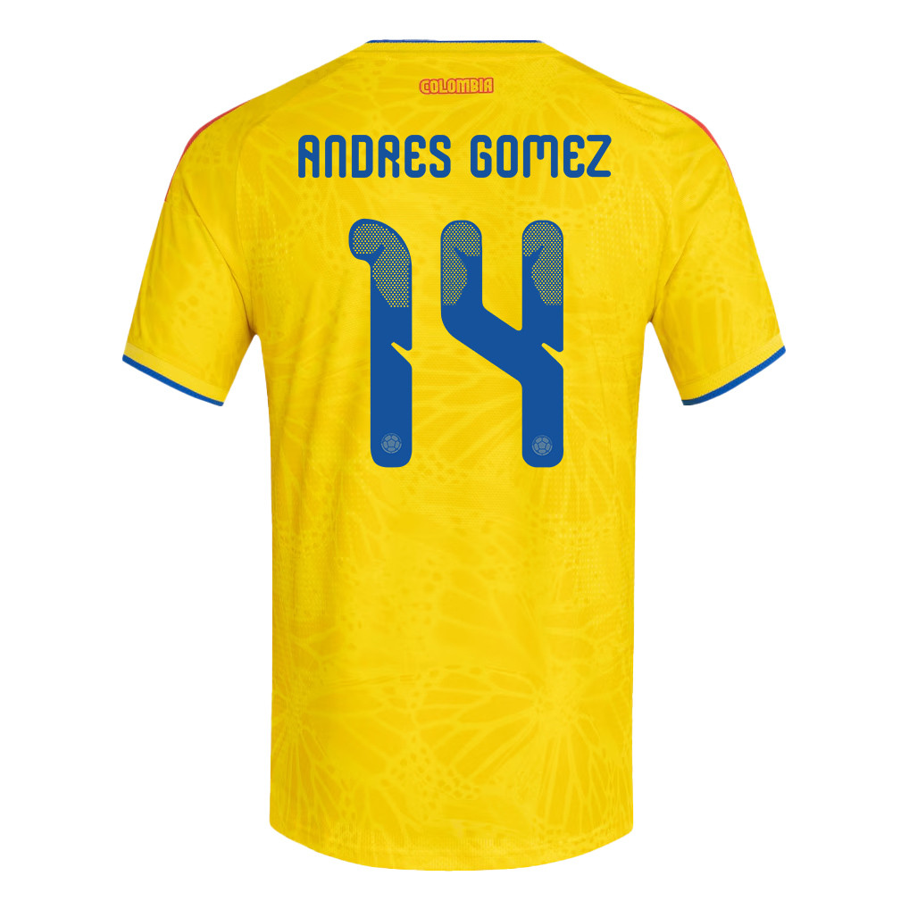 Andres Gomez 14 Colombia National Team 2026 Home Jersey - Yellow, Men - Jersey Teams