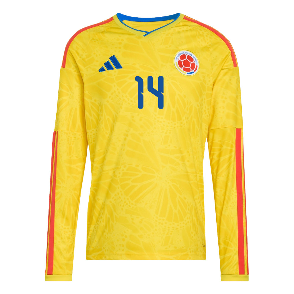 Andres Gomez 14 Colombia National Team 2026 Home Long Sleeve Jersey - Yellow - Jersey Teams