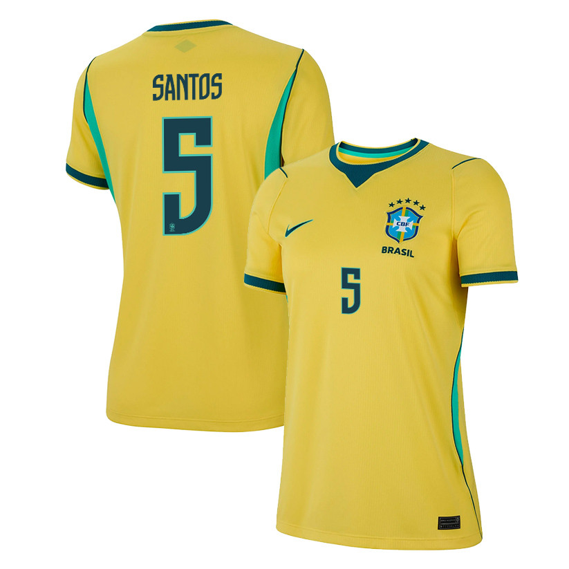 Andrey Santos 5 Women's Brazil National Team 2026 Home Jersey - Yellow - Jersey Teams