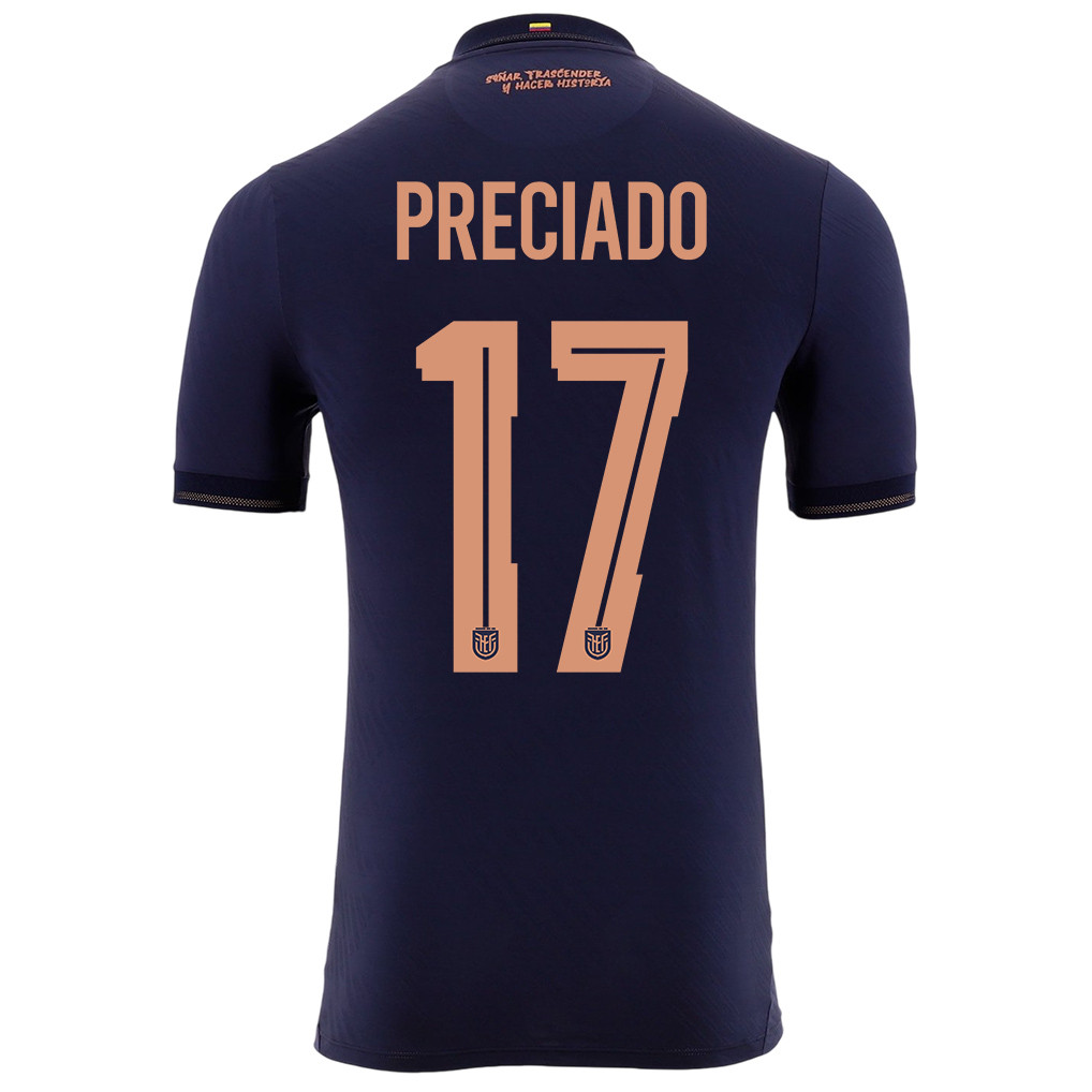 Angelo Preciado 17 Ecuador National Team 2026 Away Jersey - Navy, Men - Jersey Teams