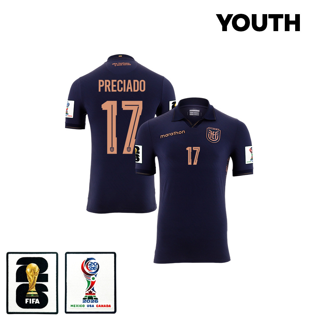 Angelo Preciado 17 Youth Ecuador National Team 2026 Away Jersey - Navy - Jersey Teams