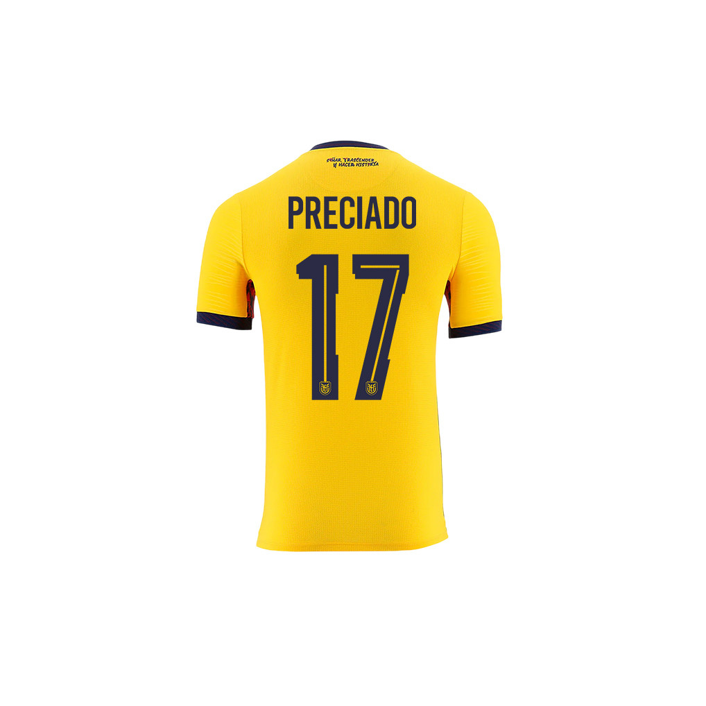 Angelo Preciado 17 Youth Ecuador National Team 2026 Home Jersey - Yellow - Jersey Teams