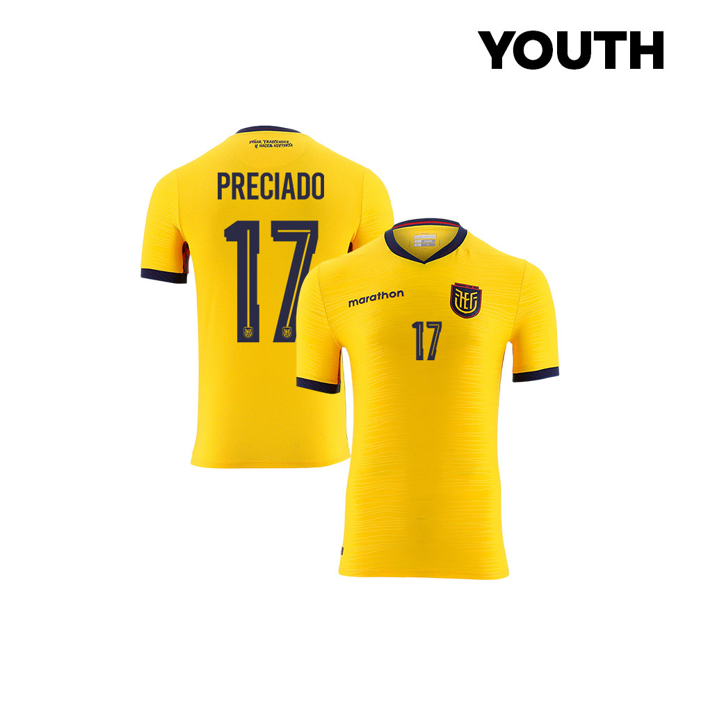 Angelo Preciado 17 Youth Ecuador National Team 2026 Home Jersey - Yellow - Jersey Teams