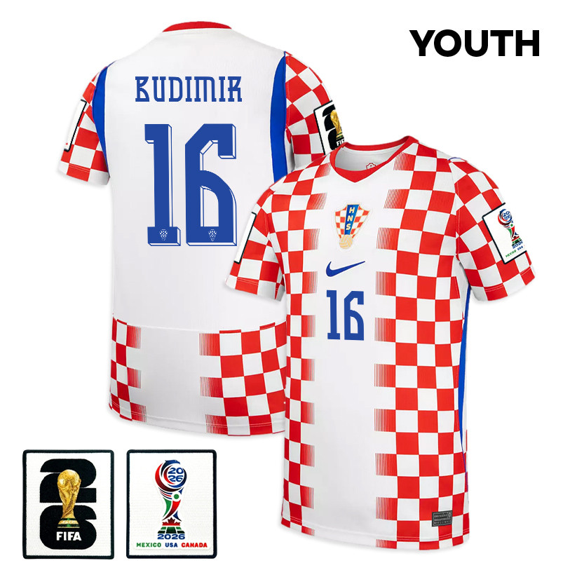 Ante Budimir 16 Youth Croatia National Team 2026 Home Jersey - White/ Red - Jersey Teams