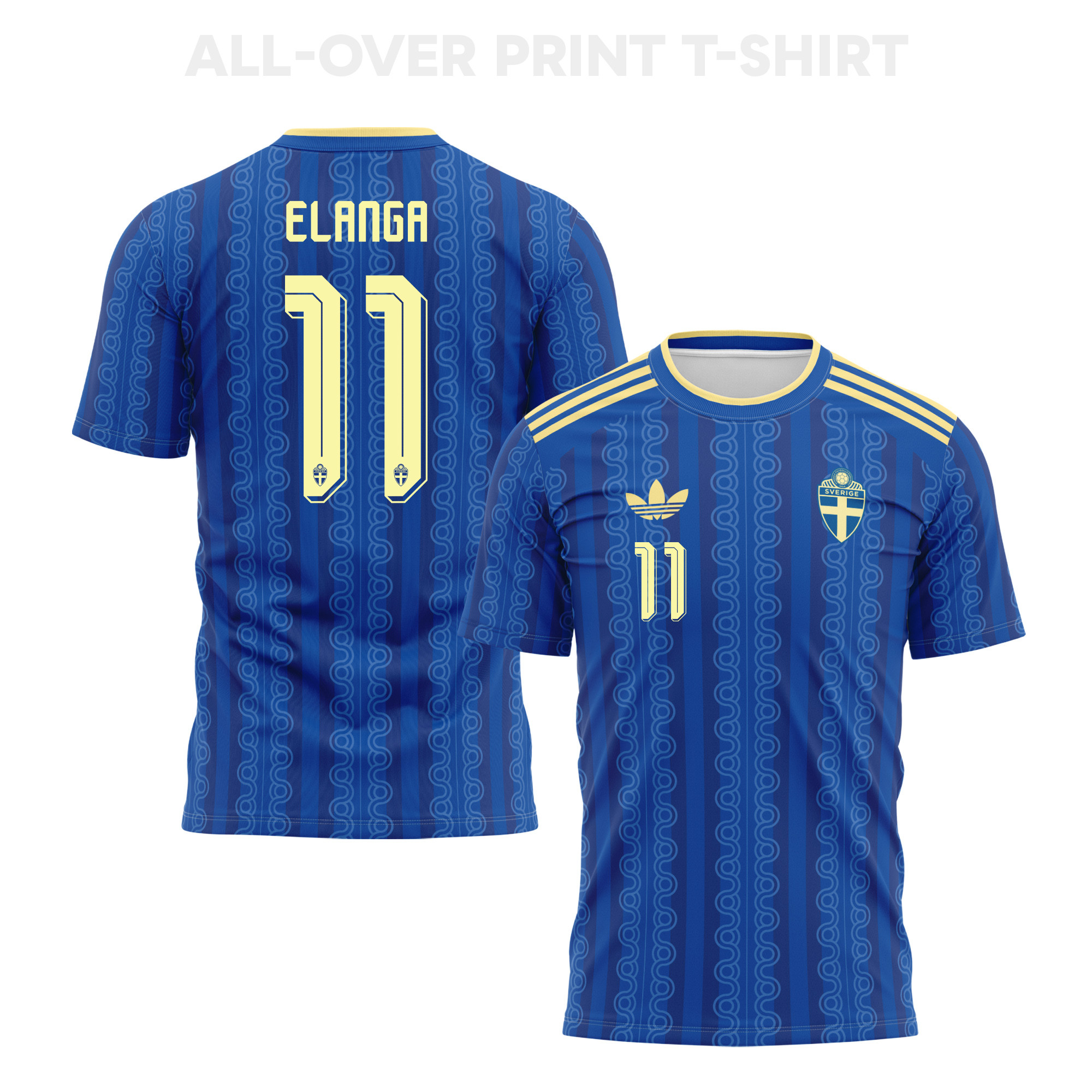 Anthony Elanga 11 Sweden 2026 Away 3D T-Shirt Fully Printed – Unisex, Blue - Jersey Teams
