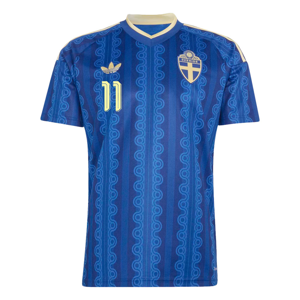 Anthony Elanga 11 Sweden National Team 2026 Away Jersey - Blue, Men - Jersey Teams
