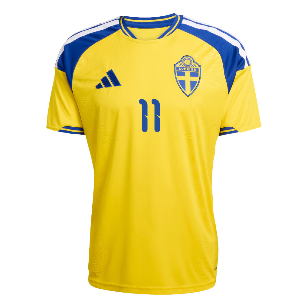 Anthony Elanga 11 Sweden National Team 2026 x World Cup Patch Home Jersey - Yellow, Men - Jersey Teams