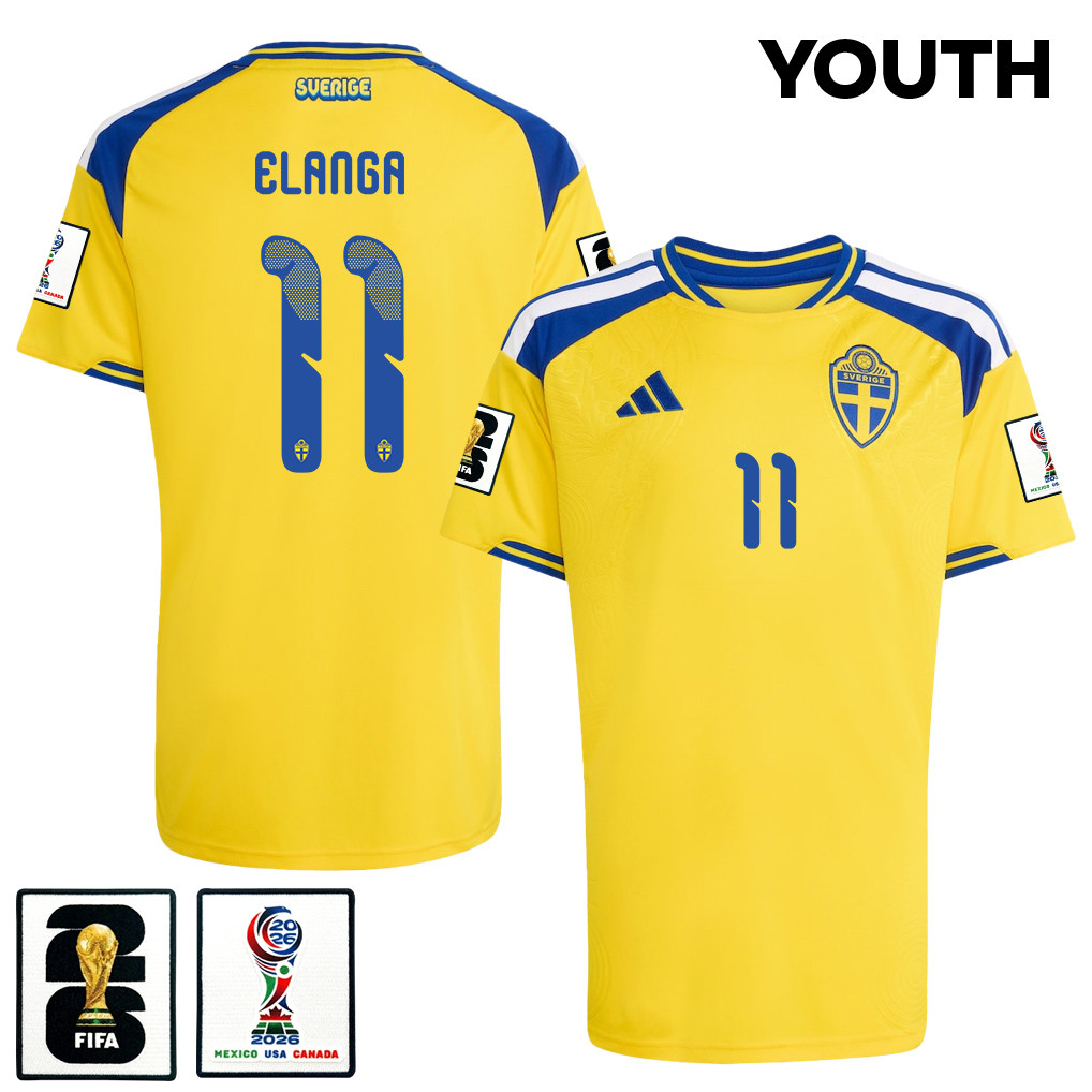 Anthony Elanga 11 Youth Sweden National Team 2026 Home Jersey - Yellow - Jersey Teams