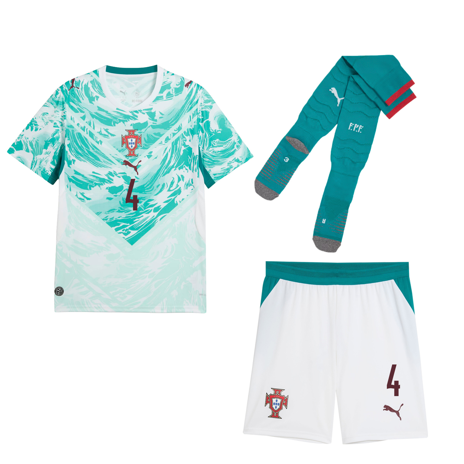 António Silva 4 Portugal 2026 Away Men Kit Set – White - Jersey Teams