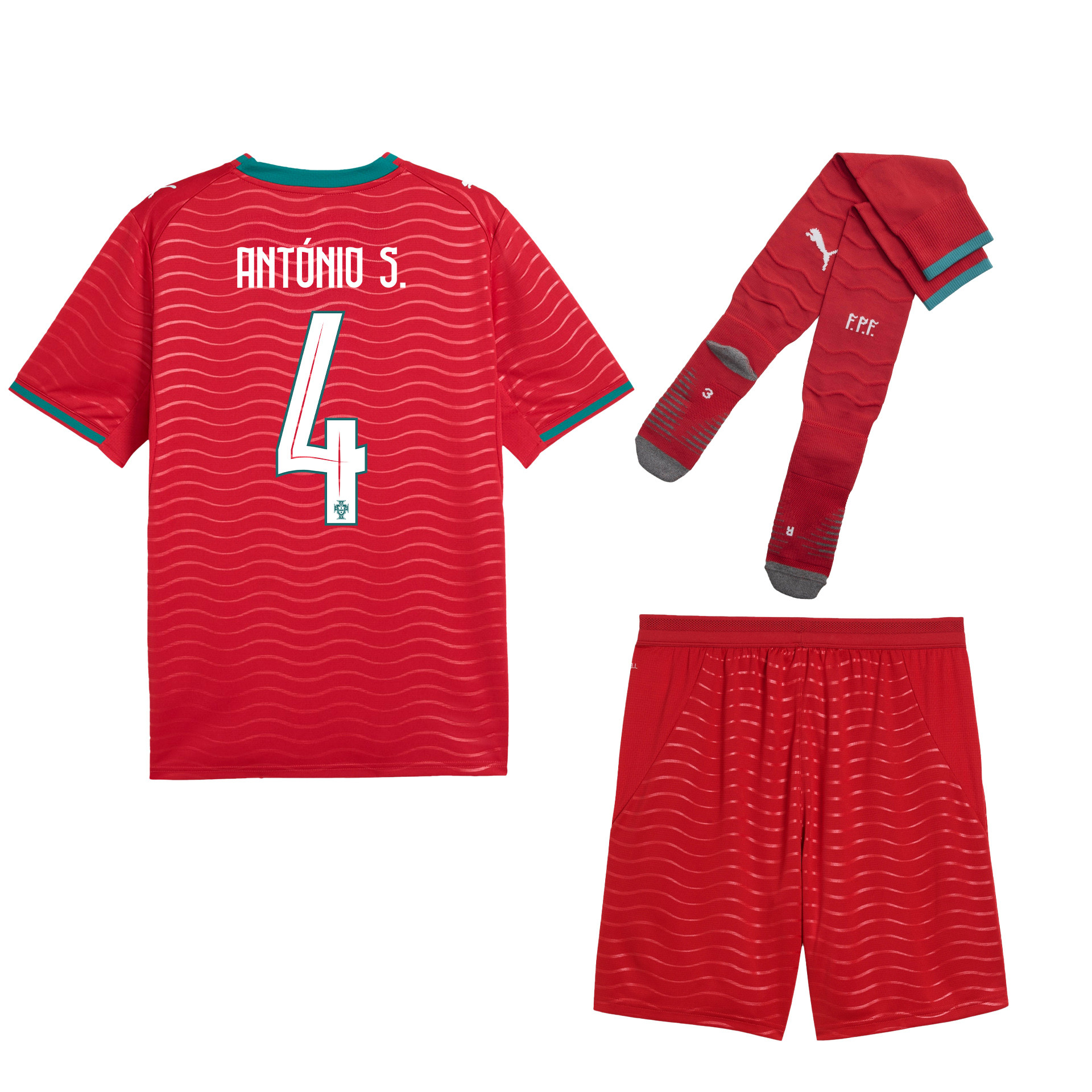 António Silva 4 Portugal 2026 Home Men Kit Set – Red - Jersey Teams
