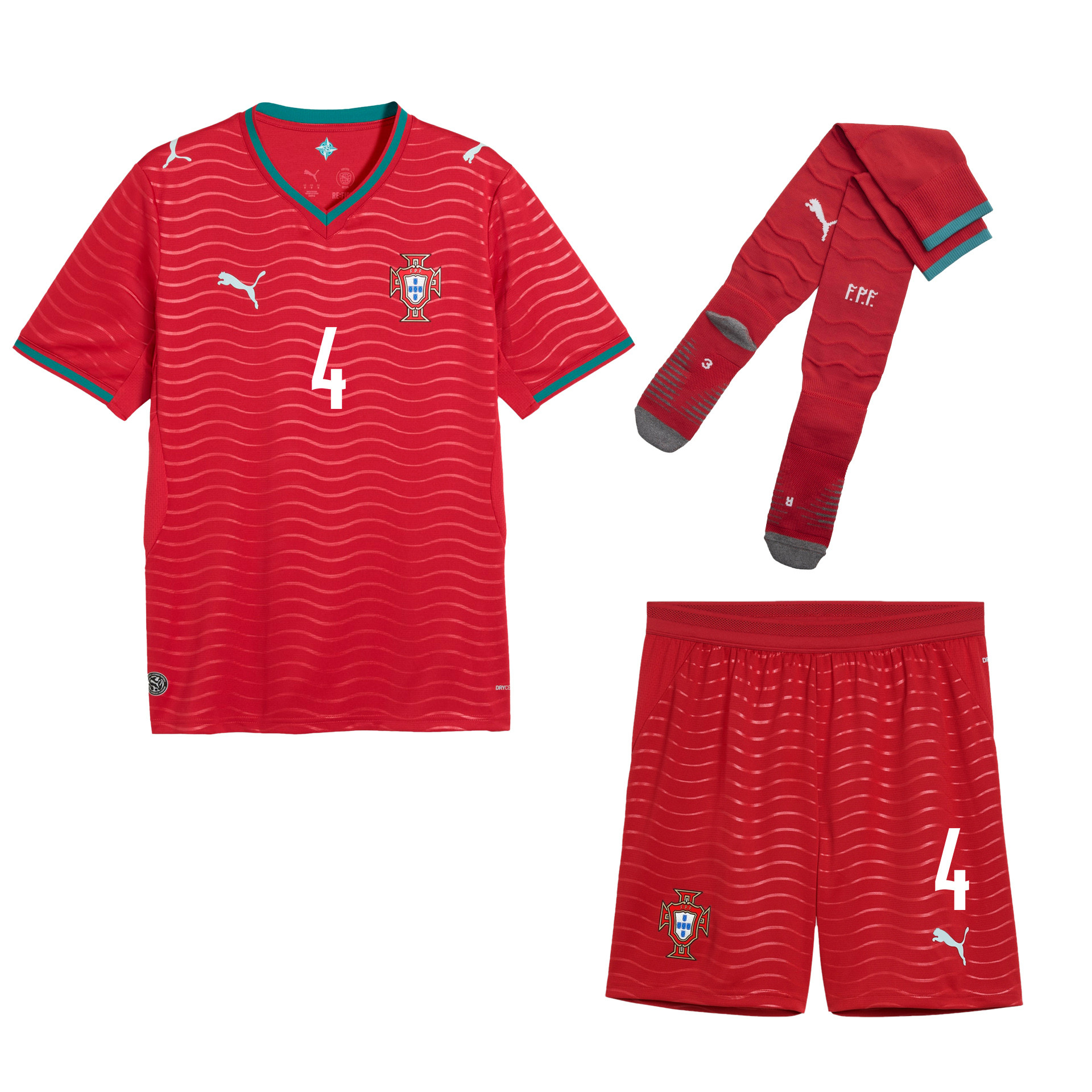 António Silva 4 Portugal 2026 Home Men Kit Set – Red - Jersey Teams