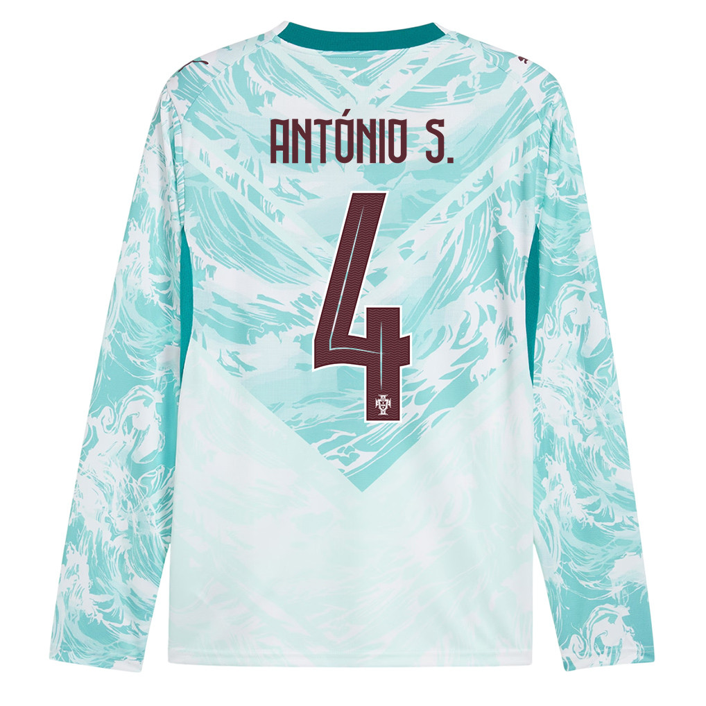 António Silva 4 Portugal National Team 2026 Away Long Sleeve Jersey - White - Jersey Teams