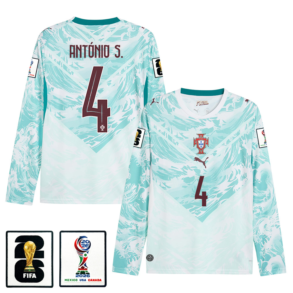 António Silva 4 Portugal National Team 2026 Away Long Sleeve Jersey – White – Jersey Teams