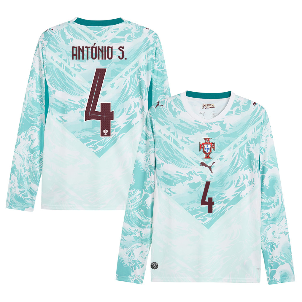 António Silva 4 Portugal National Team 2026 Away Long Sleeve Jersey - White - Jersey Teams