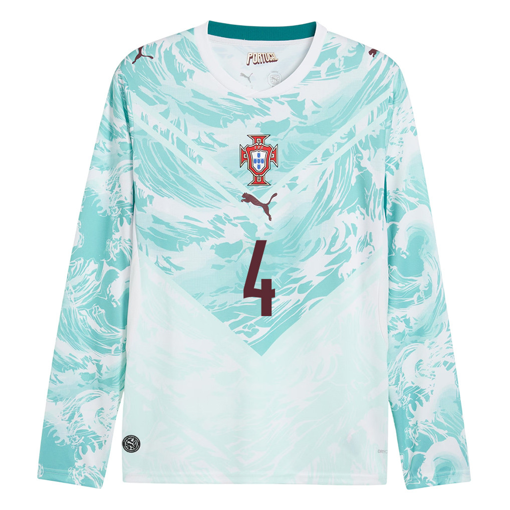 António Silva 4 Portugal National Team 2026 Away Long Sleeve Jersey - White - Jersey Teams