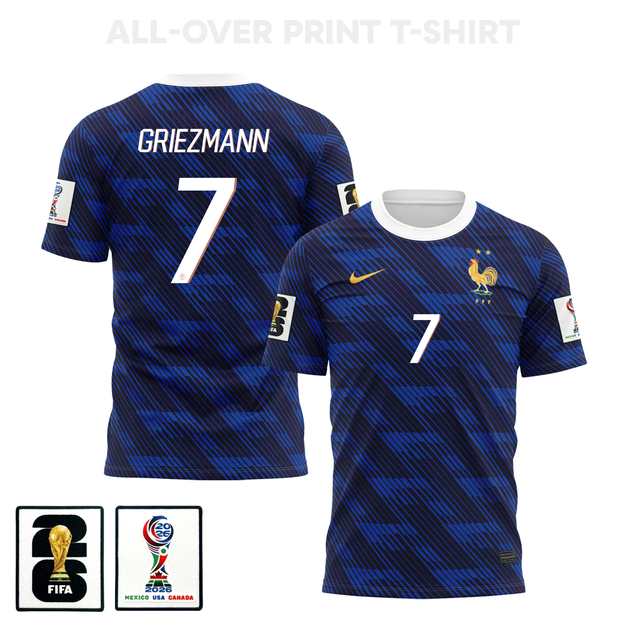 Antoine Griezmann 7 France 2026 Home 3D T-Shirt Fully Printed – Unisex, Blue - Jersey Teams