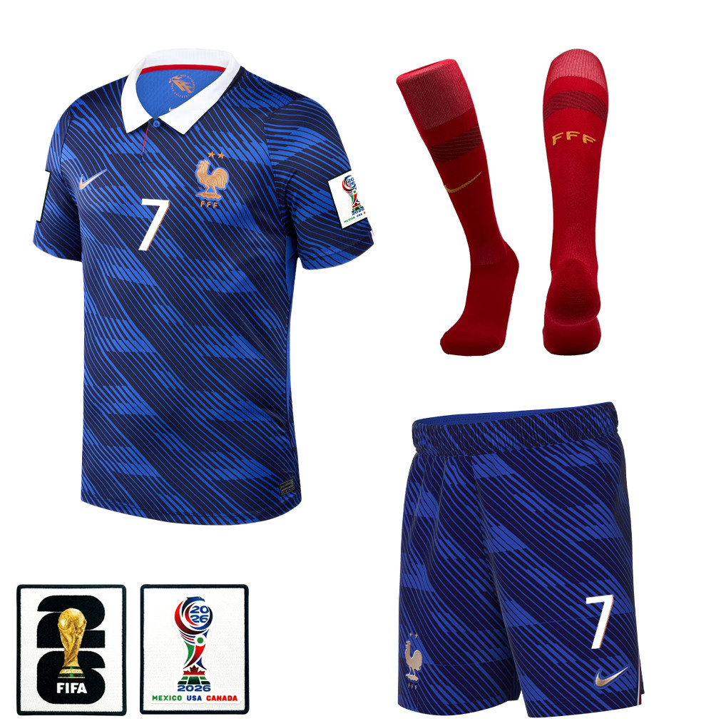 Antoine Griezmann 7 France 2026 Home Men Kit Set – Blue – Jersey Teams