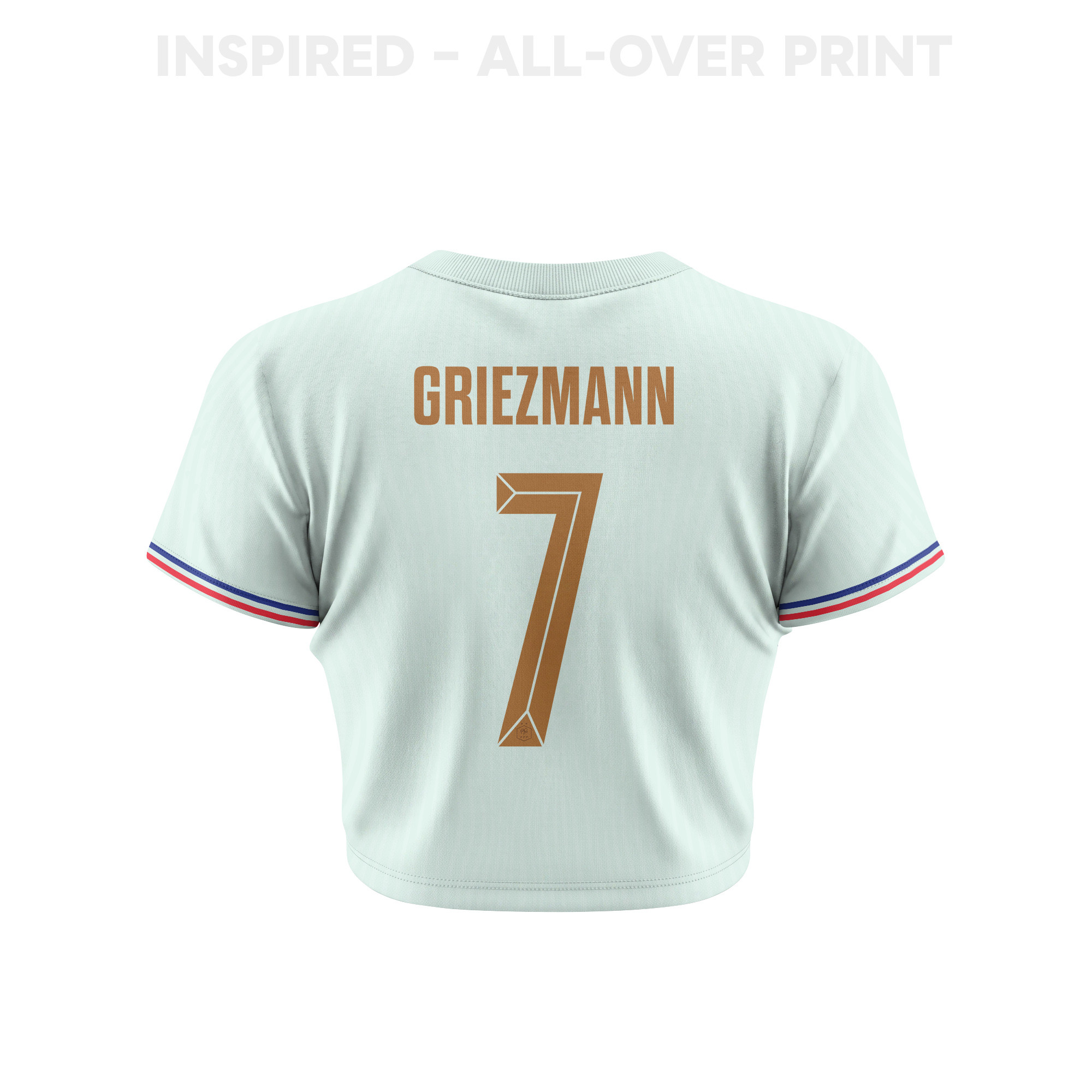 Antoine Griezmann 7 France 2026 Women's Away All-Over Print Cropped Jersey - Green - Jersey Teams