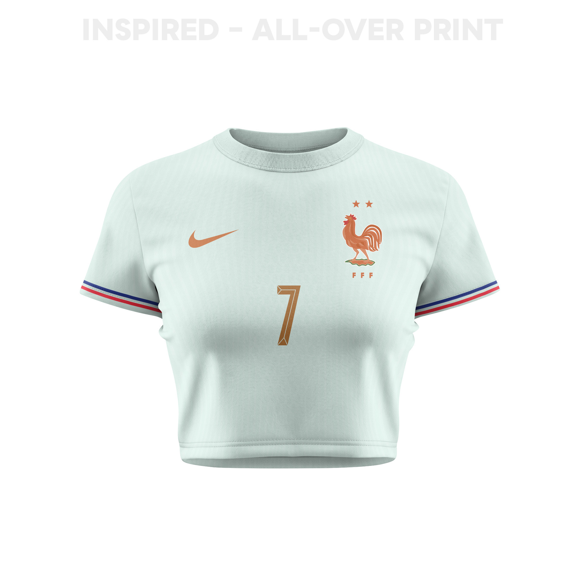 Antoine Griezmann 7 France 2026 Women's Away All-Over Print Cropped Jersey - Green - Jersey Teams