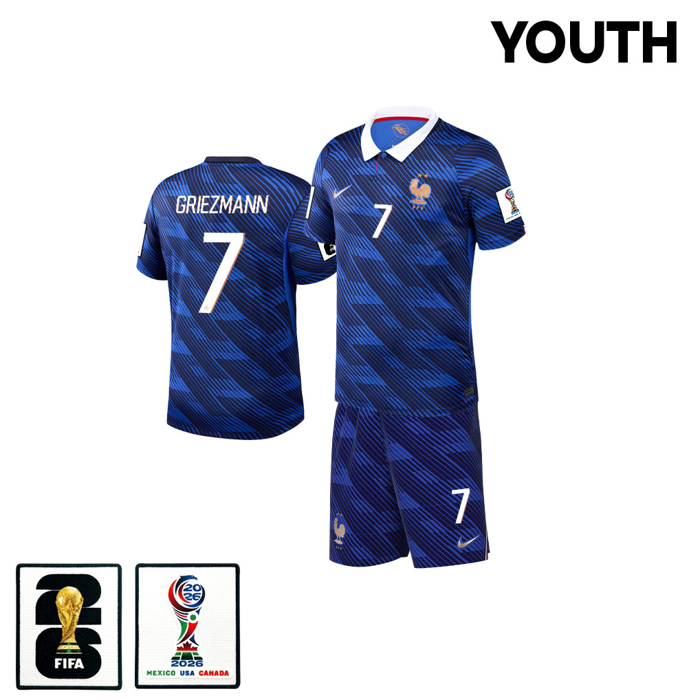 Antoine Griezmann 7 France 2026 YOUTH Home Jersey & Shorts Set – Blue – Jersey Teams