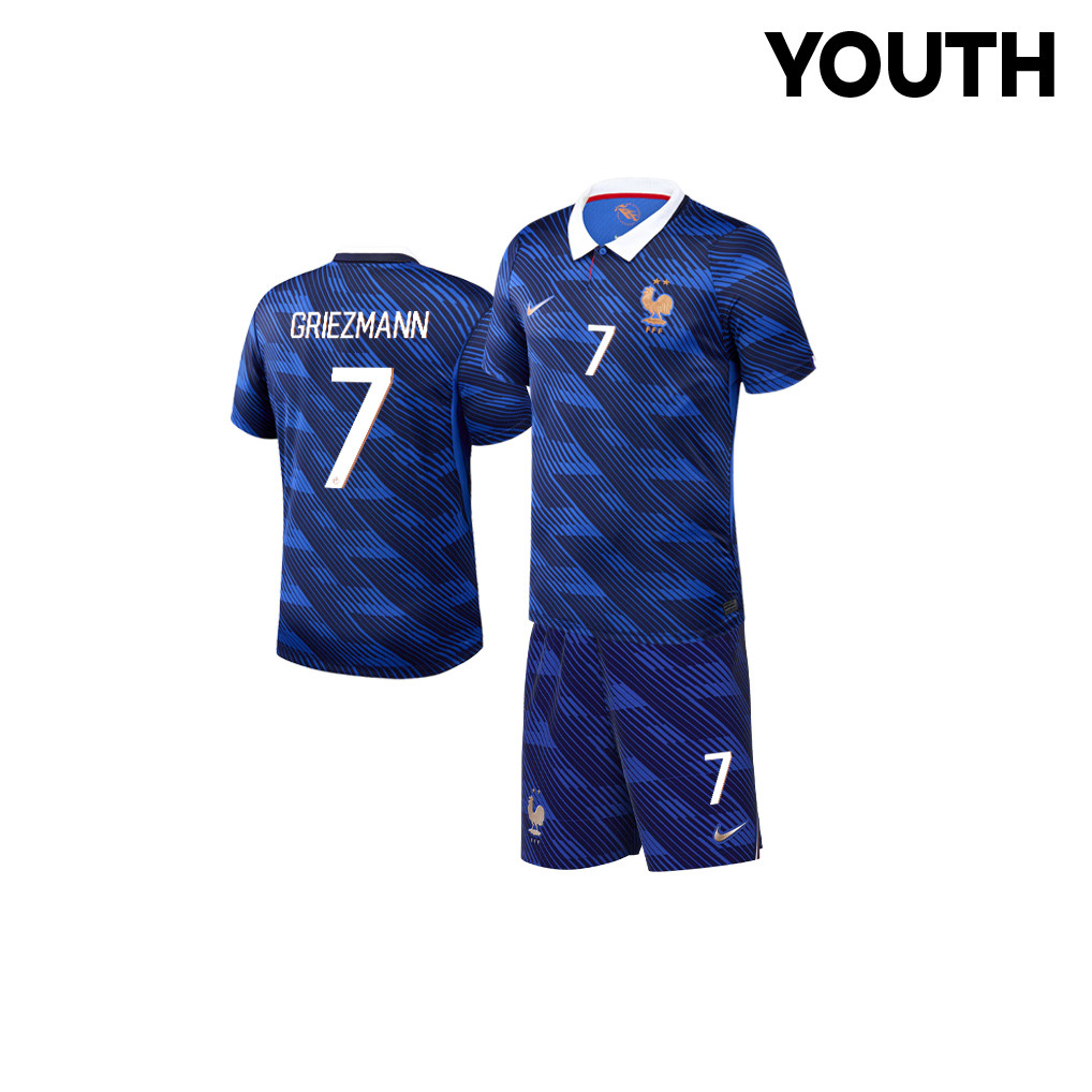 Antoine Griezmann 7 France 2026 YOUTH Home Jersey & Shorts Set - Blue - Jersey Teams