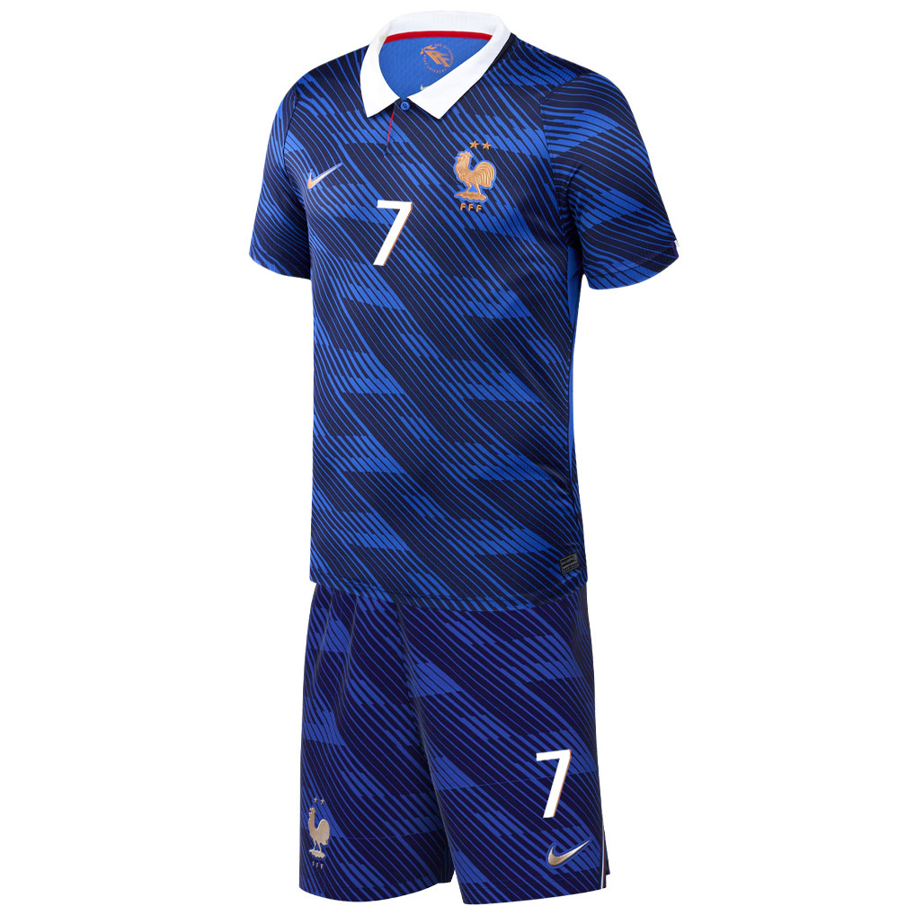 Antoine Griezmann 7 France 2026 YOUTH Home Jersey & Shorts Set - Blue - Jersey Teams