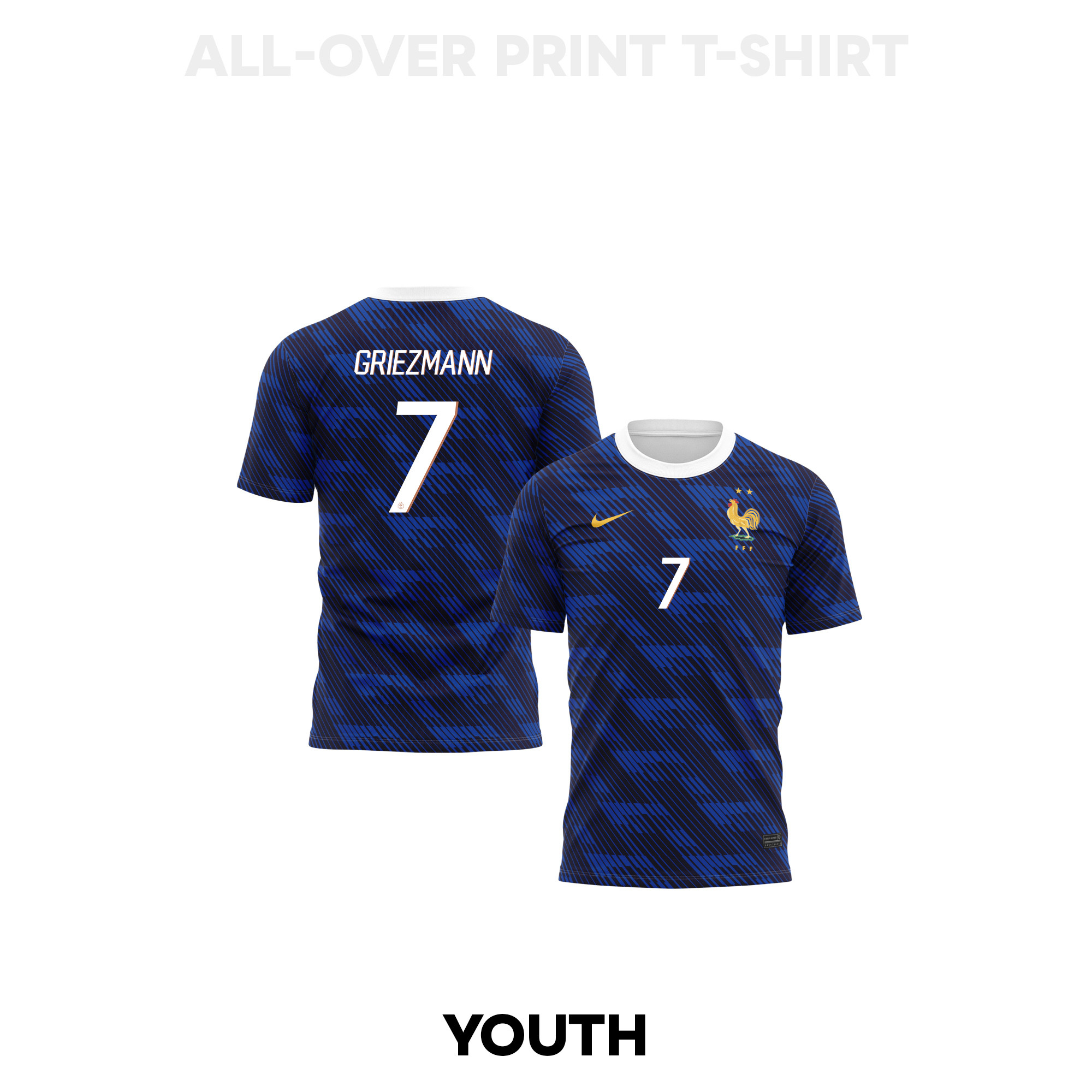 Antoine Griezmann 7 Youth France 2026 Home 3D T-shirt Fully Printed – Blue - Jersey Teams