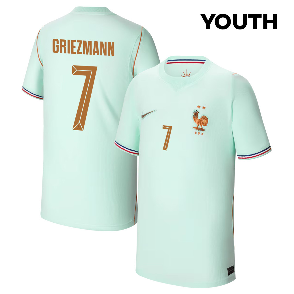 Antoine Griezmann 7 Youth France National Team 2026 Away Jersey - Green - Jersey Teams