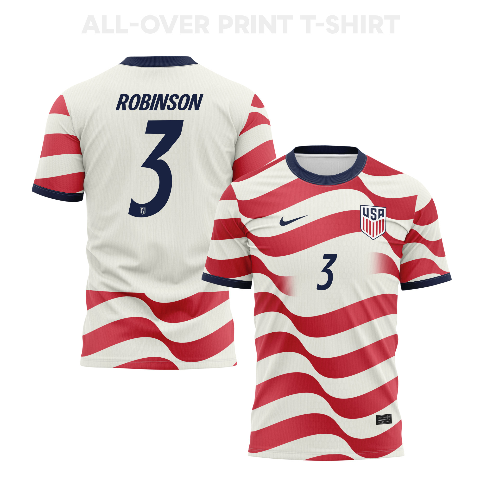 Antonee Robinson 3 USMNT 2026 Home 3D T-Shirt Fully Printed – Unisex, White/Red - Jersey Teams