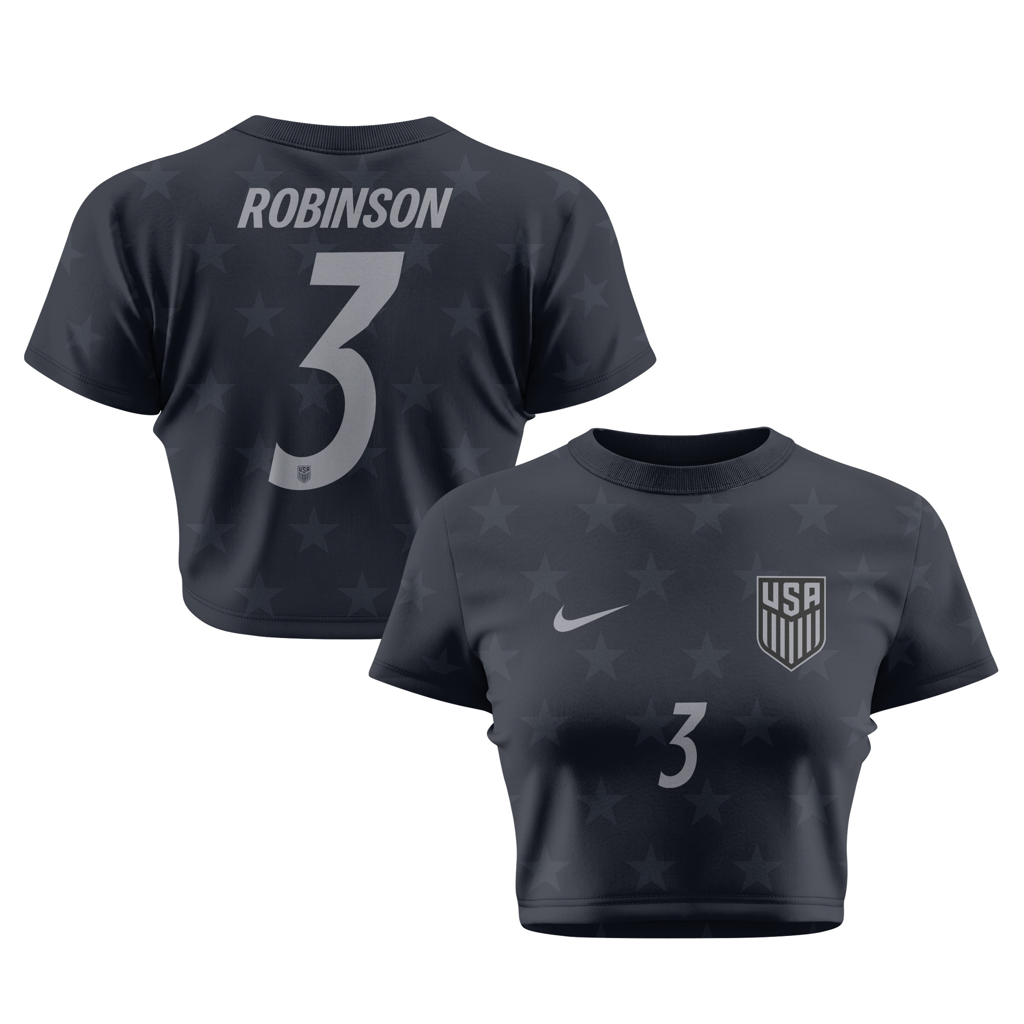Antonee Robinson 3 USMNT 2026 Women's Away All-Over Print Cropped Jersey - Black - Jersey Teams