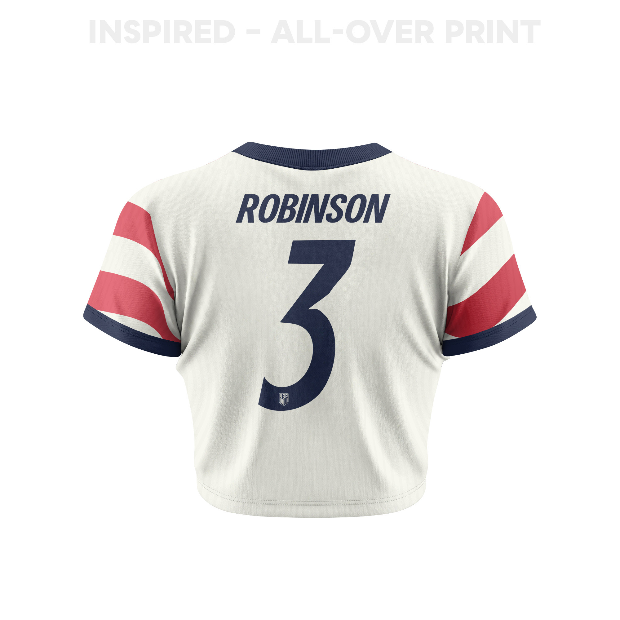 Antonee Robinson 3 Women's USMNT 2026 Home All-Over Print Cropped Jersey - Jersey Teams