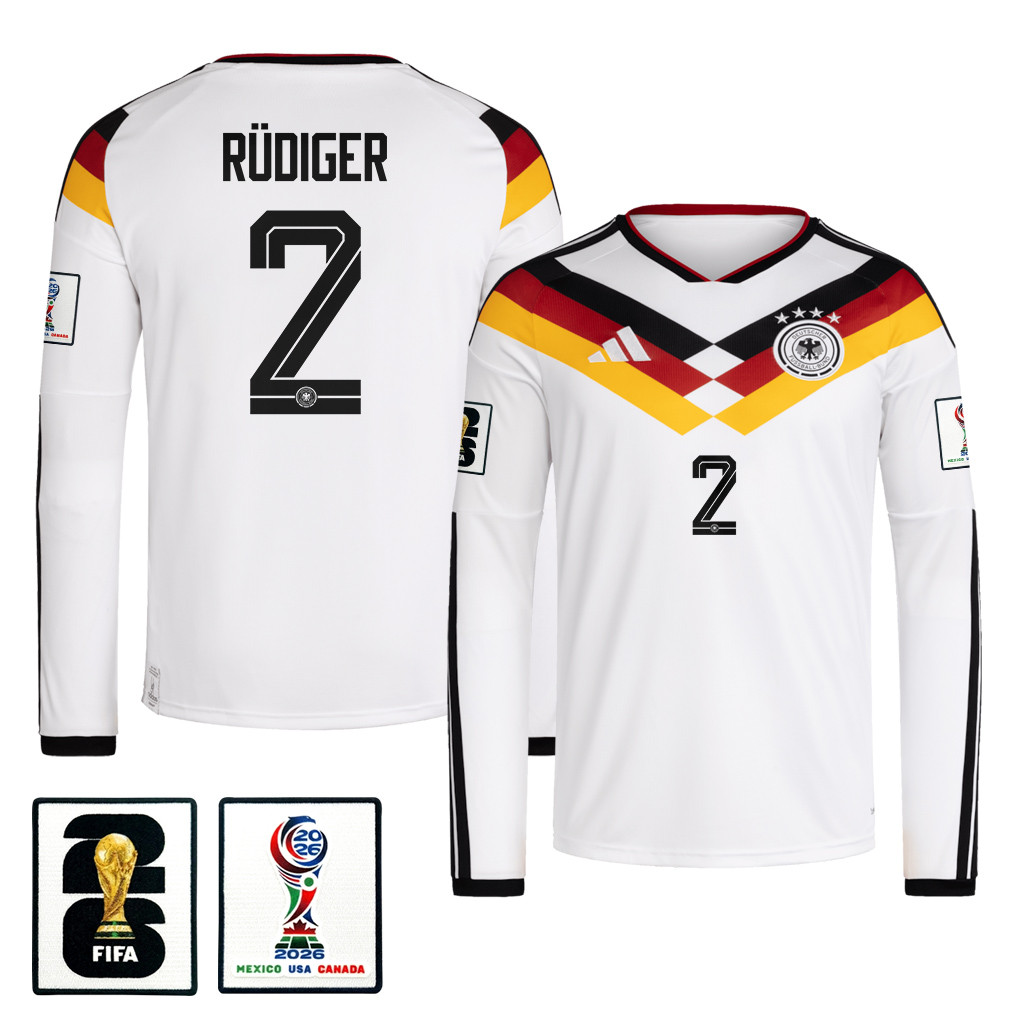 Antonio Rüdiger 2 Germany National Team 2026 Home Long Sleeve Jersey – White – Jersey Teams