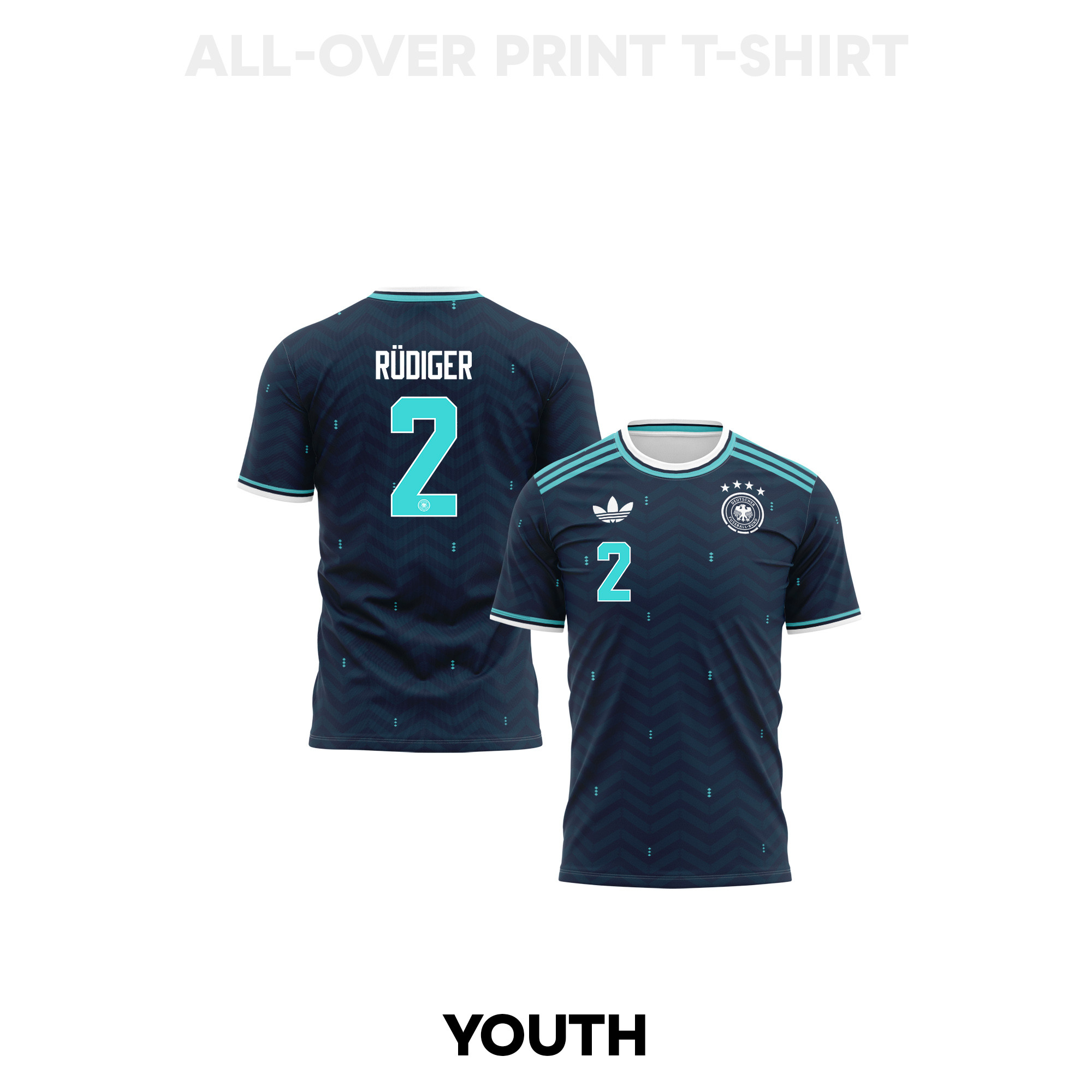 Antonio Rüdiger 2 Youth Germany 2026 Away 3D T-shirt Fully Printed – Navy - Jersey Teams