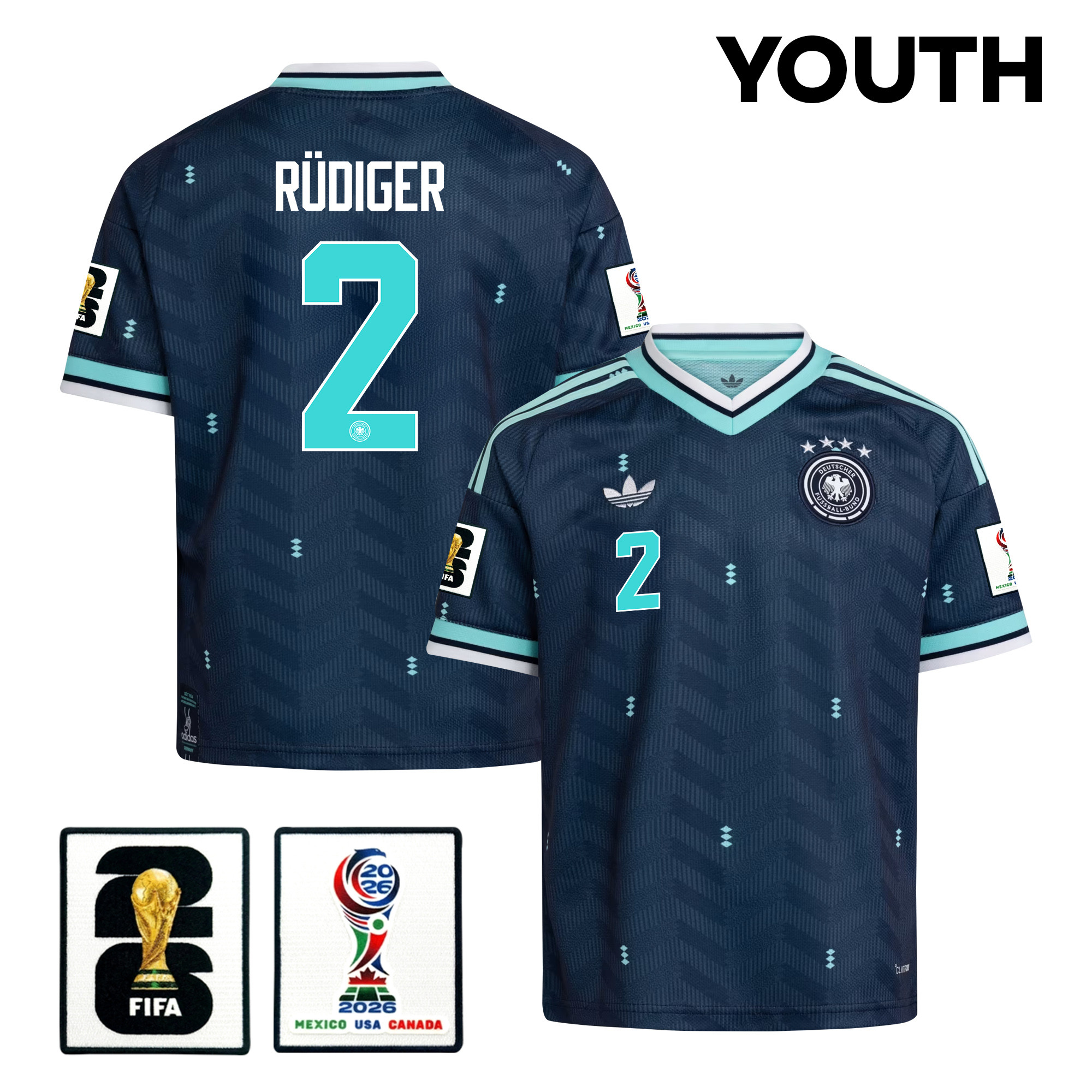 Antonio Rüdiger 2 Youth Germany National Team 2026 Away Jersey – Navy – Jersey Teams