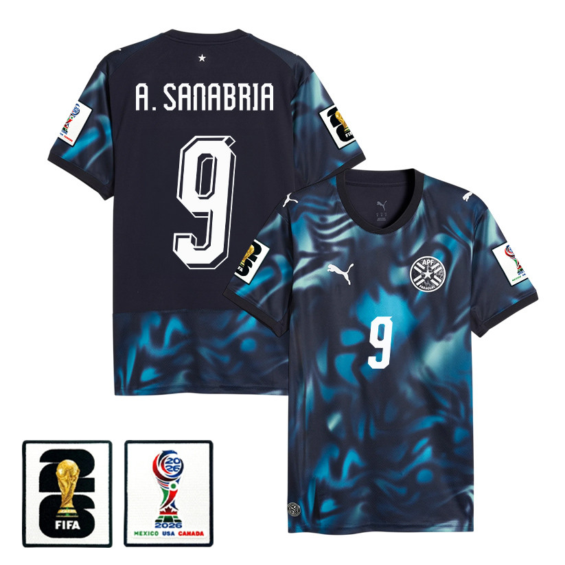Antonio Sanabria 9 Paraguay National Team 2026 Away Jersey - Navy, Men - Jersey Teams