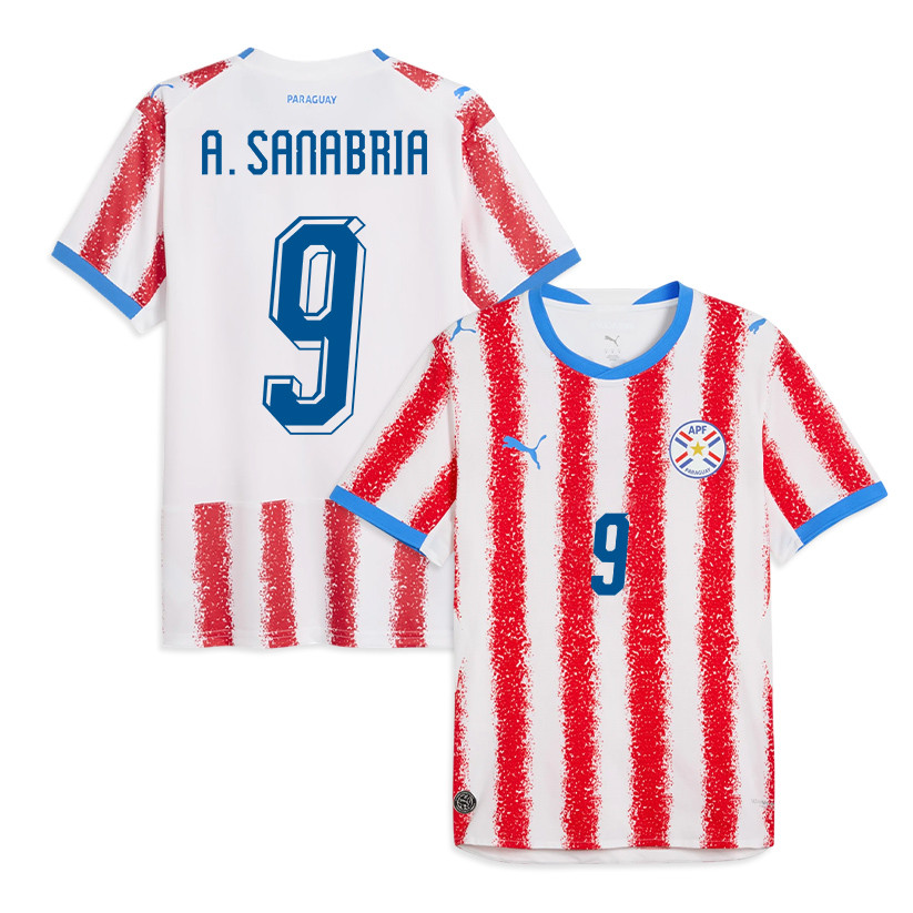 Antonio Sanabria 9 Paraguay National Team 2026 Home Jersey - White/Red, Men - Jersey Teams
