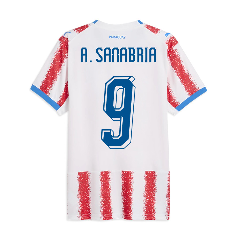 Antonio Sanabria 9 Youth Paraguay National Team 2026 Home Jersey - White/Red - Jersey Teams