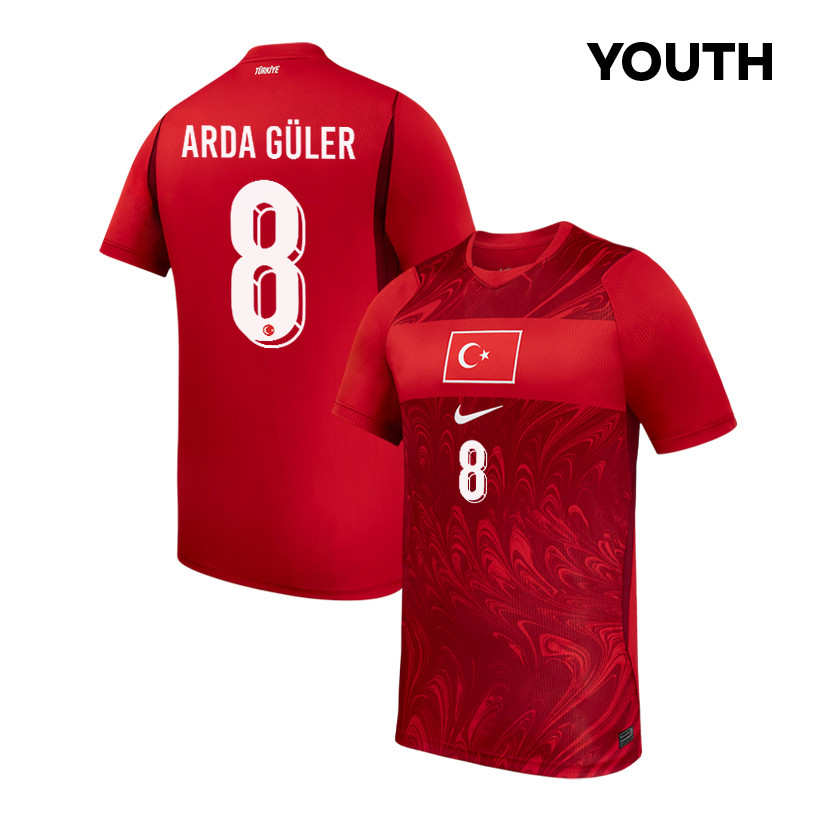 Arda Guler 8 Youth Turkey National Team 2026 Home Jersey - Red - Jersey Teams
