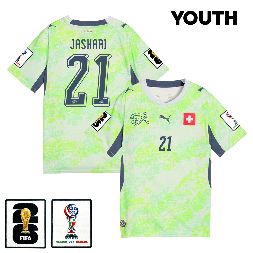 Ardon Jashari 21 Youth Switzerland National Team 2026 Away Jersey - Green - Jersey Teams